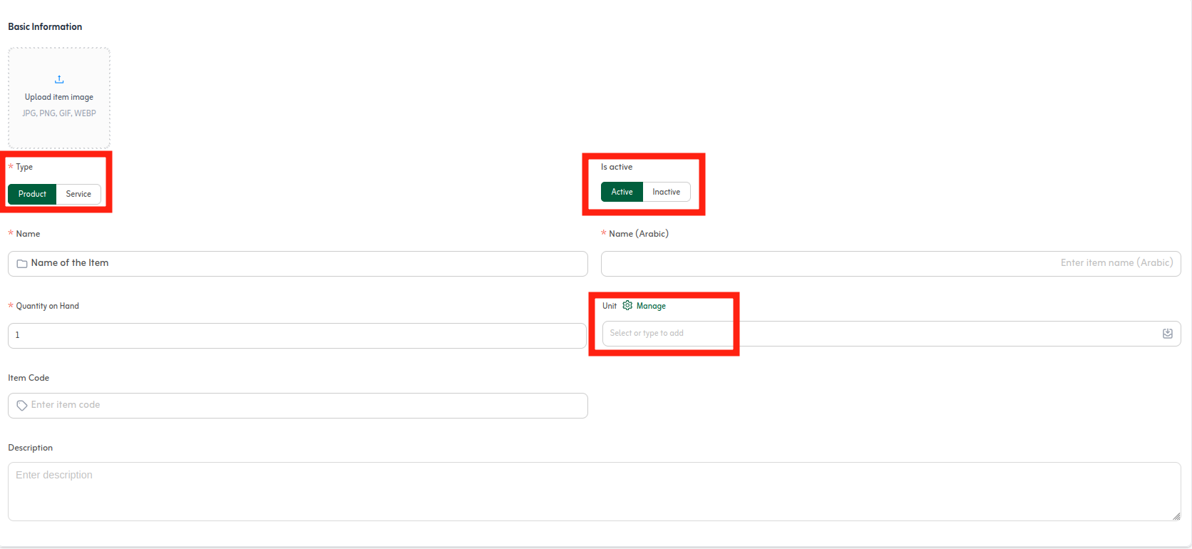 Tafsee Books new item form showing main fields
